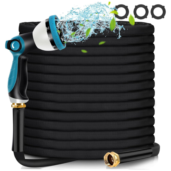 Crislex 50ft Portable Garden Water Hose with 10 Function Hose Nozzle on Sale