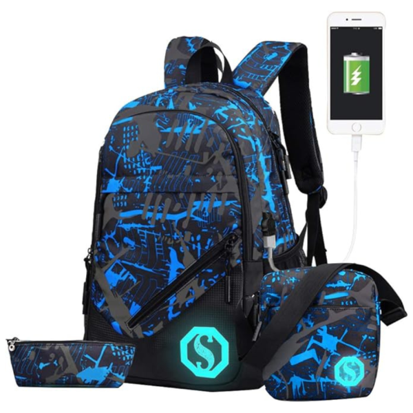 Set Of 3 JiaYou Unisex 20L Fashion School Backpack W  USB Port Hot on Sale