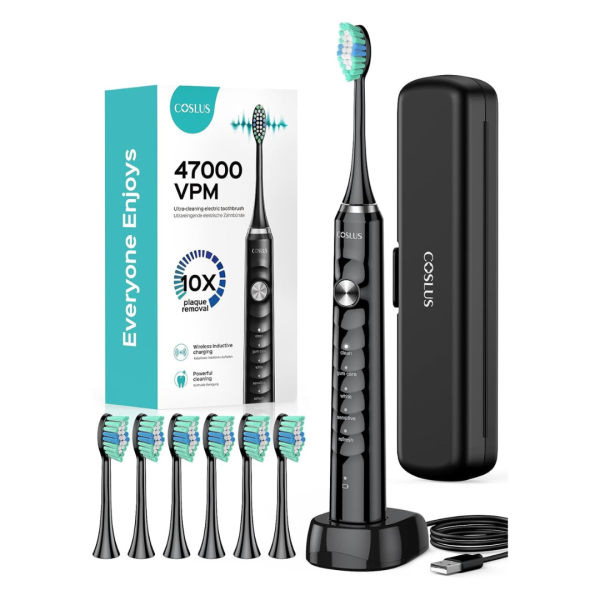 5-Modes 47000 VPM Electric Tooth Brush W  6 Brush Heads (4 Colors) on Sale