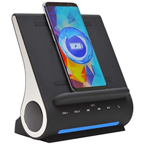 Wireless Charging Dock w Bluetooth Speakers on Sale