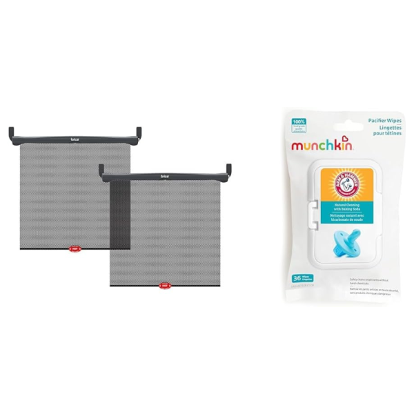 2-Pack Munchkin Brica 17  x 14  Car Window Roller Shade Wth 36 Count Pacifier Wipes Online