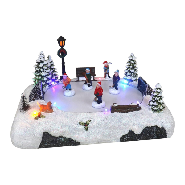 Christmas Village Tabletop Hockey Skating Rink Discount