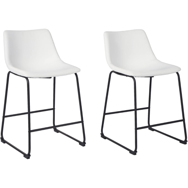 Signature Design By Ashley Centiar Modern Faux Leather Counter Height Bucket Seat Barstools (Set Of 2) Sale