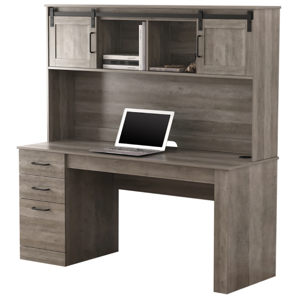 Realspace Peakwood 65  W Computer Desk w  Hutch & Wireless Charging Online Sale