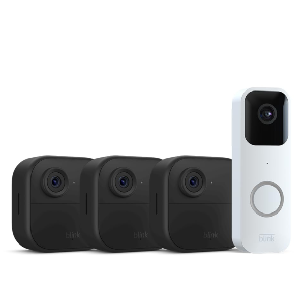 Blink Video Doorbell + 3 Outdoor 4 Smart Security Cameras (4th Gen) For Cheap