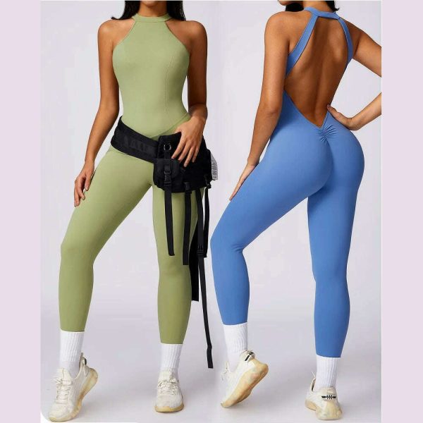 Women s 2024 New INS Network Red Same Hip Lift Back Outdoor Running Tight Exercise Quick Dry Yoga  Fitness Jumpsuit Sale